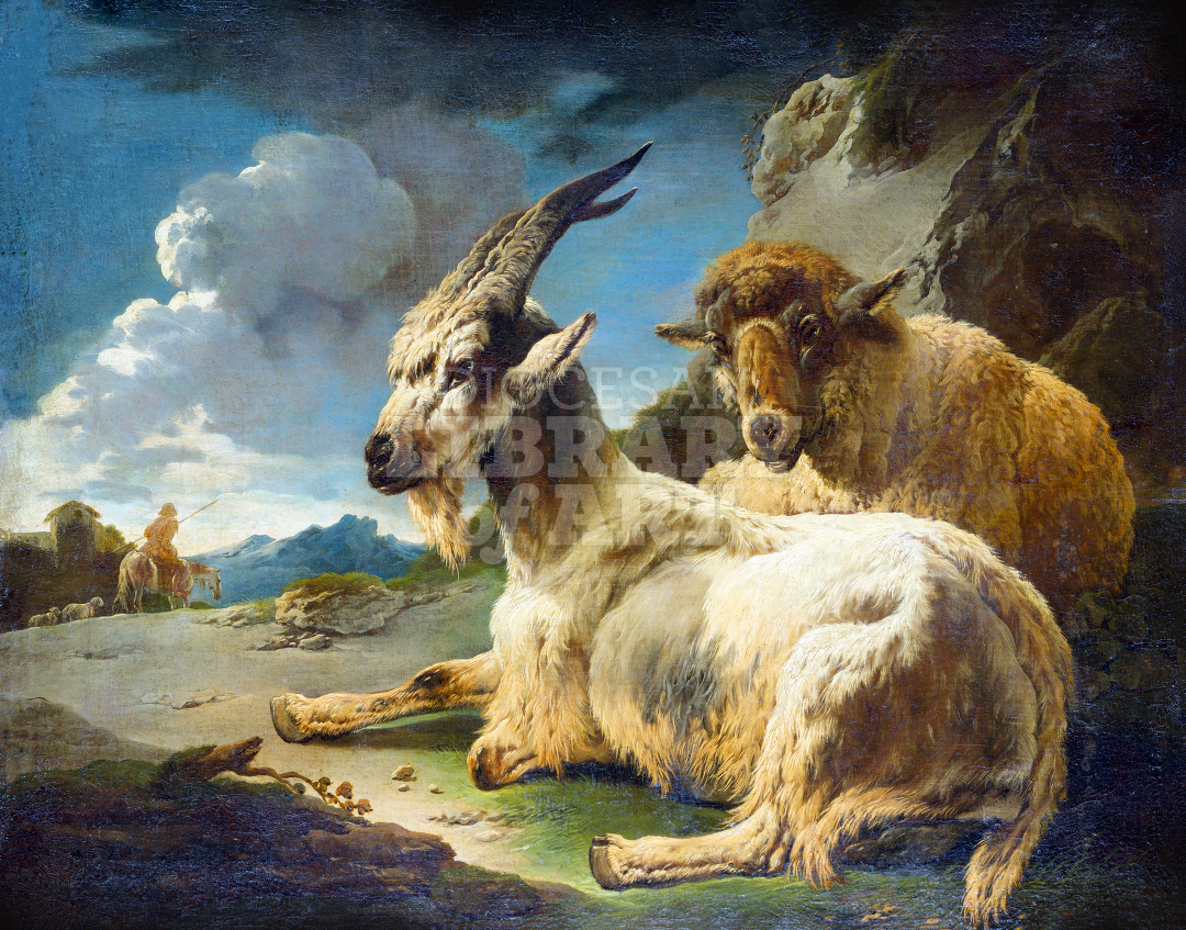 Goat and Sheep in a Rocky Landscape