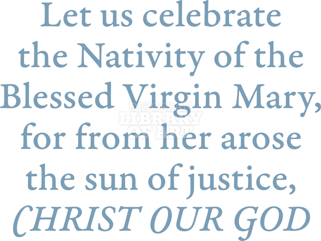 Let Us Celebrate The Nativity Of The Blessed Virgin Mary