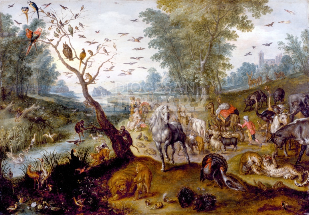 Noah’s Family Assembling Animals before the Ark