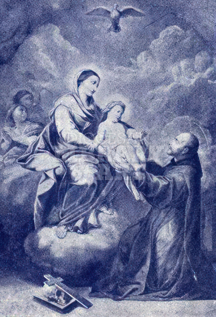 Saint John of God Receiving Baby Jesus From The Hands of The Most holy
